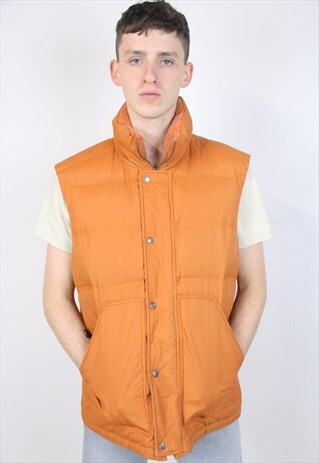 VINTAGE 90S ORANGE SLEEVELESS PADDED JACKET