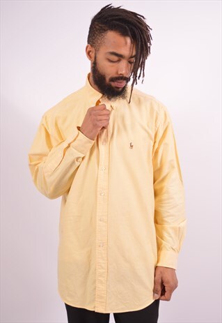 POLO RALPH LAUREN MENS VINTAGE SHIRT LARGE YELLOW 90S