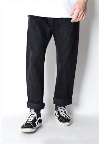 VINTAGE 90S BLACK MINIMALIST LEVIS 501 JEANS