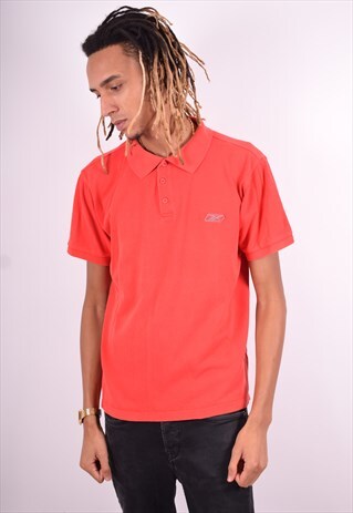 REEBOK MENS VINTAGE POLO SHIRT LARGE RED 90'S