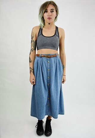 VINTAGE 90S CHAMPION CROPPED SPORTS TOP IN GREY & BLACK XS