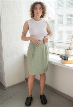 Vintage 80's Pastel Green Mini Belted Skirt