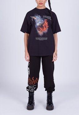 Black Flame Scripted Joggers