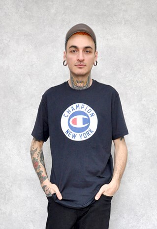 NAVY BLUE NEW YORK CHAMPION T-SHIRT