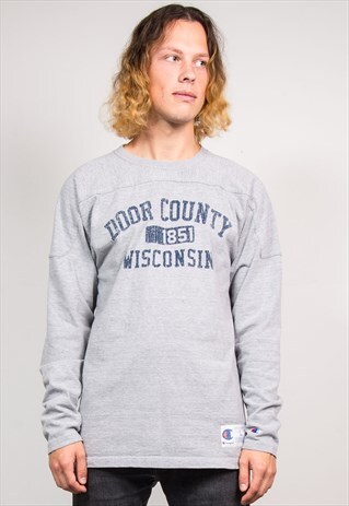 90'S VINTAGE CHAMPION GREY WISCONSIN SWEATSHIRT