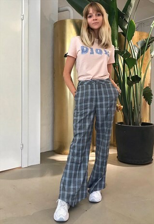 SLIM TAILORED TROUSERS IN GREY CHECK