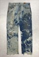 BLEACHED LEVIS 501 RIPPED PAINT BLEACH JEANS RELAXED 35 X 32