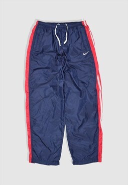 Vintage 90s Nike Embroidered Logo Tech Joggers in Navy Blue