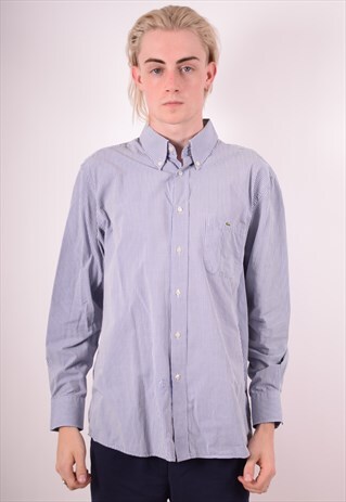 LACOSTE MENS VINTAGE SHIRT XL BLUE CHECK 90S