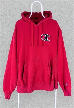 Vintage Champion Red Reverse Weave Hoodie Mens Large