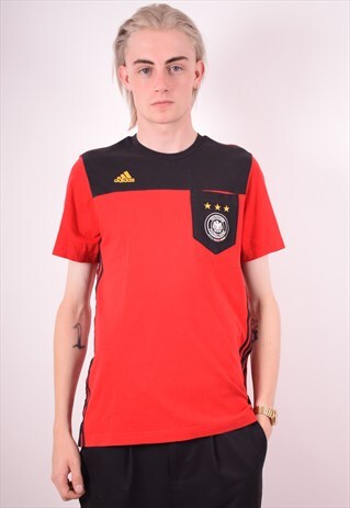 ADIDAS MENS VINTAGE T-SHIRT TOP MEDIUM RED 90S