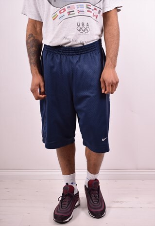 NIKE MENS VINTAGE SHORTS W34 BLUE 90S