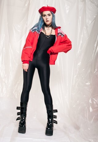 VINTAGE TRACK JACKET Y2K RED OVERSIZED WINDBREAKER