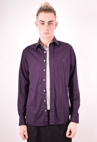 BURBERRY MENS VINTAGE SHIRT SMALL PURPLE 90S