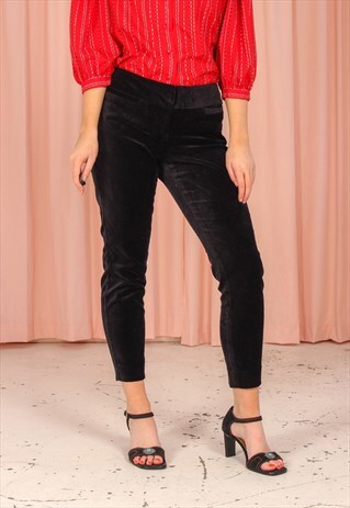 VINTAGE 90S VELVET TROUSERS IN BLACK