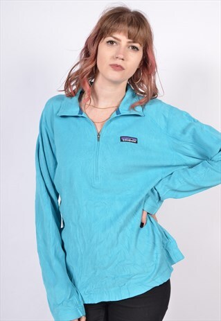 VINTAGE 90'S PATAGONIA 1/4 ZIP FLEECE TURQUOISE BLUE