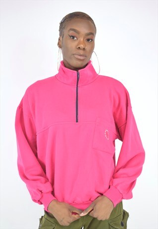 VINTAGE 90'S ST TROPEZ PINK 1/4 ZIP FLEECE
