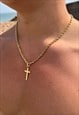 SILVER ROPE CHAIN CROSS NECKLACE 