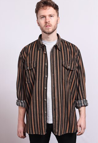 VINTAGE CORDUROY CORD STRIPED SHIRT