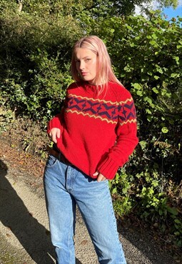 Vintage Abercrombie & Fitch Chunky Knitted Patterned Jumper