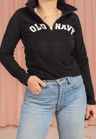 VINTAGE 90S OLD NAVY 1/4 ZIP FLEECE IN BLACK
