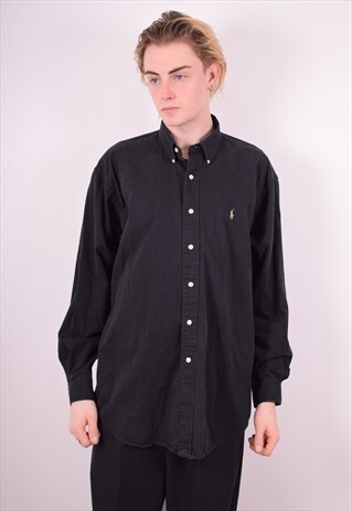 RALPH LAUREN MENS VINTAGE SHIRT LARGE BLACK 90'S