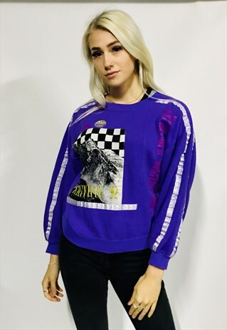 VINTAGE FLEECE PURPLE SPORTS JUMPER SWEATER GO KART SMALL 8
