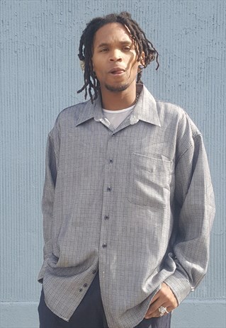 90S HERITAGE SKATER GRUNGE SILK FEEL GLEN PLAID SHIRT