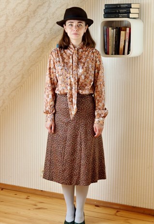 BROWN DITSY VINTAGE SKIRT