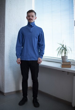 VINTAGE 80'S BLUE TURTLE NECK JUMPER