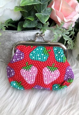 Red Textured Strawberry Coin Purse