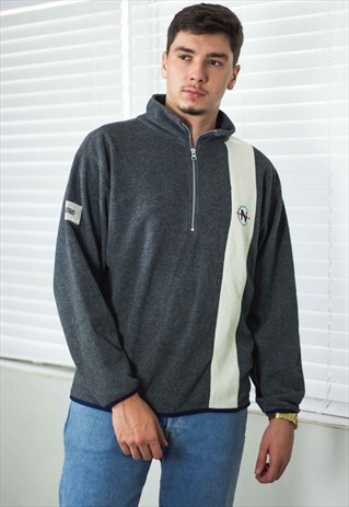 VINTAGE NAUTICA 1/4 ZIP JUMPER SWEATSHIRT LOGO 90S S 17.4