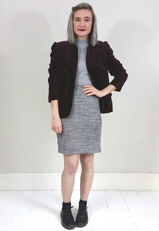 VINTAGE 80'S BURGUNDY VELVET JACKET W/ POCKETS