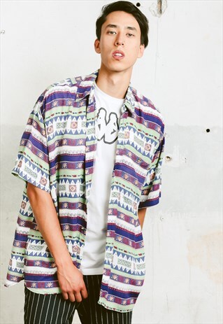 VINTAGE 90S PATTERNED STRIPED SHIRT