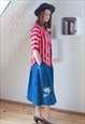 BLUE MIDI DENIM COTTON VINTAGE SKIRT