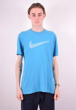 NIKE MENS VINTAGE T-SHIRT TOP MEDIUM BLUE 90S