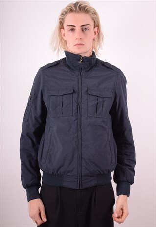 CHAMPION MENS VINTAGE JACKET MEDIUM NAVY BLUE 90S