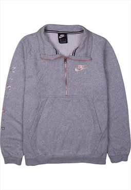 Vintage 90's Nike Sweatshirt Swoosh Quater Zip Grey Medium