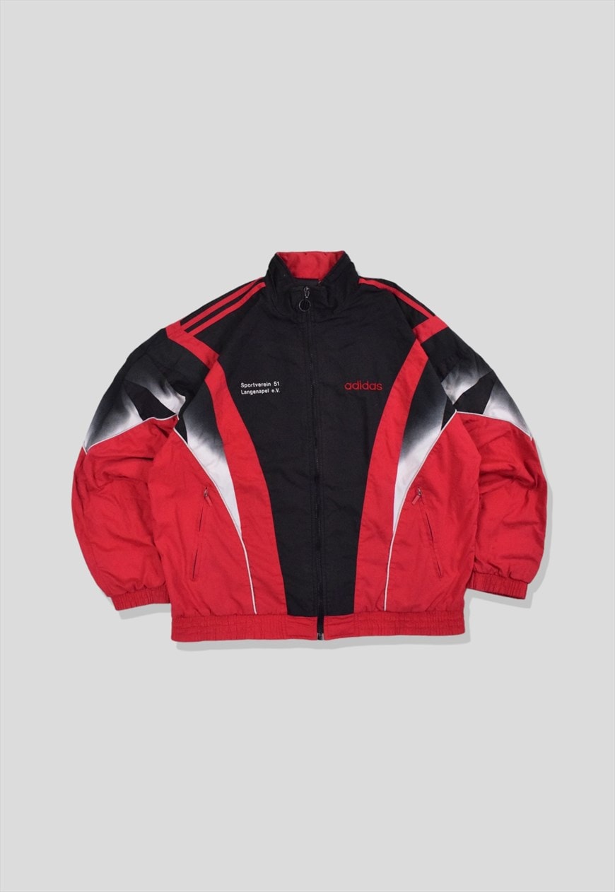 Red leather adidas sale jacket