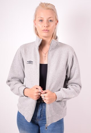 UMBRO WOMENS VINTAGE TRACKSUIT TOP JACKET SMALL GREY 90S