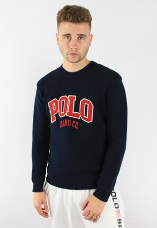 RALPH LAUREN POLO JEANS SPELLOUT KNITTED JUMPER