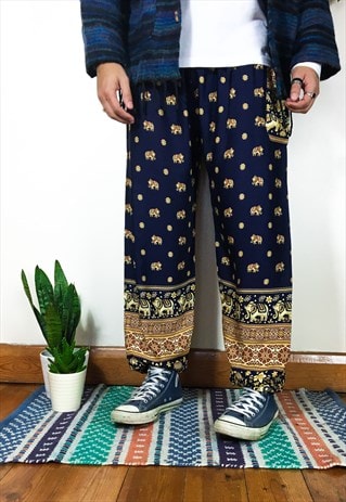 FAIRTRADE NAVY ELEPHANT HIPPIE HAREMS / TROUSERS