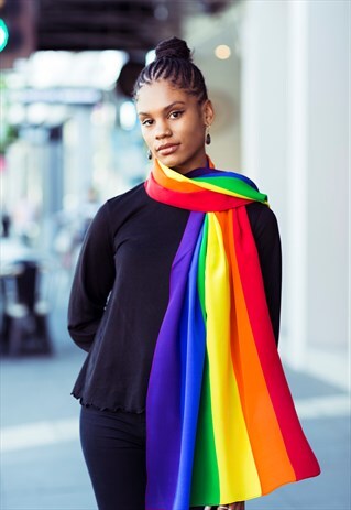 EXCLUSIVE RAINBOW STRIPED PRIDE SILK SCARF
