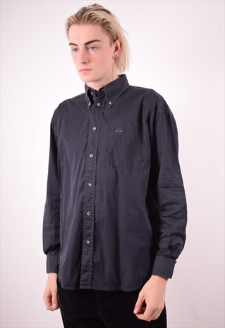 KAPPA MENS VINTAGE SHIRT MEDIUM NAVY BLUE 90S