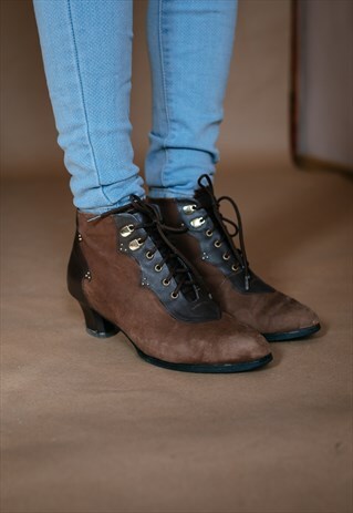 VINTAGE 70S BOHO LACE UP BOOTIES