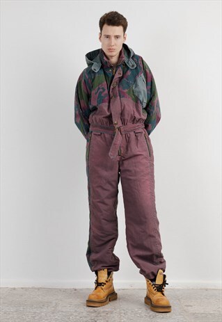 VINTAGE 80S RODEO PURPLE GRAPHIC WINTER FULL SKI SUIT UNISEX