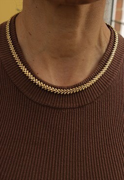 18K Gold Plated Fishbone Chain Necklace - Tarnish Free