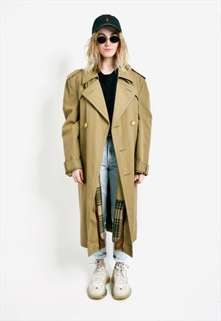Classic vintage trench coat women unisex detective 90s beige
