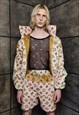 CONTRAST FLEECE SHORTS REWORKED FAUX FUR FLUFFY PANTS CREAM