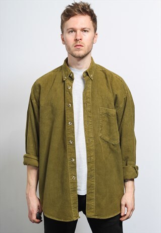 VINTAGE CORDUROY CORD SHIRT GREEN